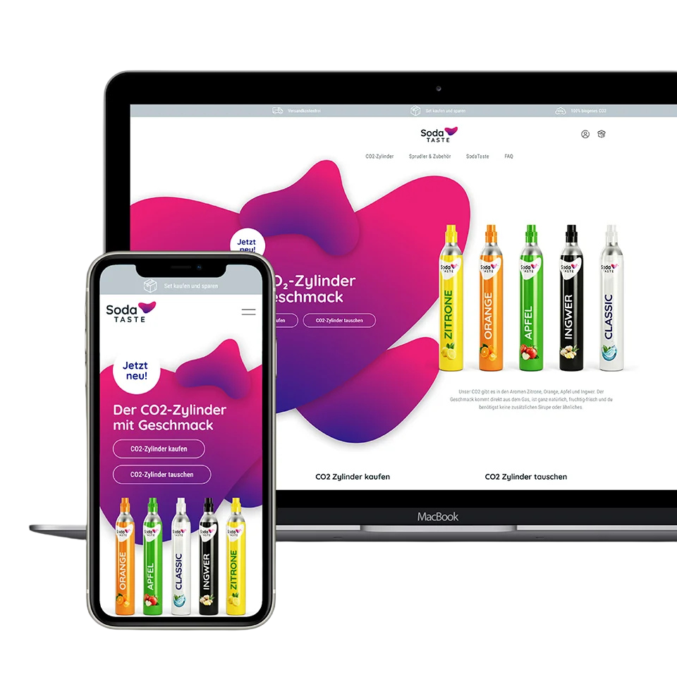 Wie optimiere ich Produktseiten für Online-Shops? Optimierter Onlineshop der Marke SodaTASTE.